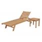 Ensemble bain de soleil droit en teck avec table d'appoint JAVA