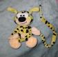 Peluche doudou marsupilami b�b� jaune NOUNOURS 2001 noir tachet� 15 cm assis TBE