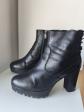 MALLY Bottines Plateforme Cuir Noir T38   Style Gothique - Rock Chic