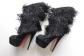 CHRISTIAN LOUBOUTIN Bottines � franges veau velours noir T 38.5 (33283)