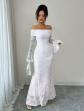 Robe de mari�e, (Neuve) longue en dentelle blanche � �paules d�nud�es Taille XL
