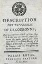 Tapisserie de la Couronne 1783 Mus�e du Louvre H�tel de Toulouse Palais Royal