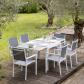 Salon de jardin LAMPEDUSA extensible en textil�ne gris 8 places   aluminium blan