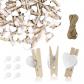 Lot de 50 Mini Pinces � Linge en Bois Naturel avec Ficelle de Jute de 10 m  C...