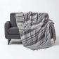 Jet� de lit-Jet� de canap� Gris � Rayures de 150 x 200 cm en Pur Coton appart...