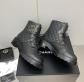 Bottes Combat Chanel Noir Cuir Matelass�   Taille 38 Boots chanel