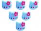 LOT 6 BOUTONS ACRYLIQUES : t�te de chat bleu 13 12mm