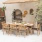 Salon de jardin extensible 180-240cm PADAR en acacia 8 places   coussins gris