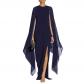 Women's Elegant High Split Flared Sleeve Long Formal Evening Gown Dress with ...