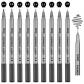 Lot de 9 stylos � pointe fine Noir 0,05 mm � 0,8 mm et 1 pinceau  �tanche  Po...