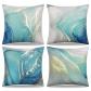 Lot de 4 Housses de Coussin Texture Marbre d�coratives Taies d'oreiller Turqu...