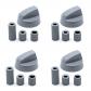 Lot de 4 boutons de commande universels pour four, 4 cm de diam�tre, gris