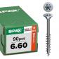 Vis universelle 6 x 60 mm, 90 pie ces  Vis � bois, filetage partiel, t�te fra...