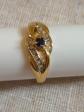 Bague Vintage Dor�e Pierre Bleue Strass �l�gante Bijou Femme Taille 54