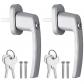 2 PCS Poign�es de Fen�tre Verrouillable en Aluminium Cl� Universelle 35 mm Po...