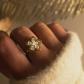 Bague Femme Fleur Dor�e Strass Brillante Ajustable �l�gante Chic
