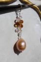 pendentif d�licat perle de culture baroque pierre pr�cieuse citrine quartz rose