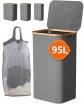 Panier � Linge avec Couvercle, 95L Grand Panier Linge Sale, Panier a Linge Pl...