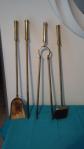 4 ANCIENS ACCESSOIRES DE CHEMINEE LAITON DORE XX �me DESIGN VINTAGE DECORATION