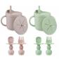 Lot de 2 Gobelets en Silicone pour B�b� avec Paille et Tasses � Snacks avec 2