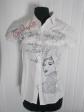 Top chemisier tunique coton leger blanc cass� Desigual 36-38 Imprim� et brod�