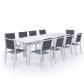 Salon de jardin VENEZIA extensible en textil�ne gris 10 places   aluminium blanc