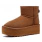 Femme Bottes � Plateforme Cheville, Bottines d'Hiver Doublure Chaude Chestnut...