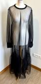 robe T46-48 longue en voile fluide noir ample transparente manche 417-