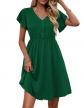 Robe D'�t� � Volants pour Femme Manches Courtes �l�gante Col en V Taille Haute
