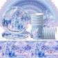 Set de vaisselle de f�te violet 61 pi�ces, d�coration de table Winter
