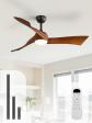 Ventilateur Plafond avec Lumiere, 132 cm Lampe Ventilateur Plafond Bois Massif