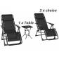 2x Chaise Longue Gravit� Z�ro Pliable Inclinable Table Porte Gobelets 120kg Noir