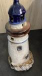 Glazed Ceramic Tea Light Holder in the Shape of a Lighthouse.