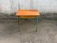Bureau ecolier ancien bois et metal vert   trou encrier   vintage ecole