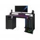 PARISOT Bureau gaming LED   Grande zone de jeu   Noir   L 152 x P 61,5 x H 86,7