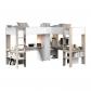 Lit double mezzanine combin� enfant ALEXANDRA avec 2 bureaux et rangements