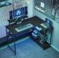 Bureau gaming angle r�versible noir PC gamer �tag�res rangement solide