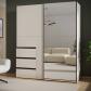 Armoire   2 portes coulissantes 3 tiroirs   D�cor Sable et miroir   L170,3 x