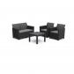 Salon de jardin en r�sine imitation rotin tress�   Noir   Avec table basse