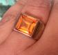 Bague Ancienne en Argent Massif T 52 Citrine Chevali�re Art D�co 925 Tank Pierre