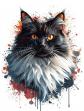 Affiche illustration d'art chat noir blanc A4 d�coration murale 20x30