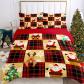 Literie de No�l,P�re Noel et �lan Bonhomme de Neige Rouge Housse de Couette,d...