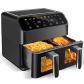 Air Fryer 5L 5L avec 10 Fonctions 3000W Friteuse Sans Huile Double Zone 0% BPA a