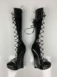 SLICK EXTREM boots 18cm lace Wedge 37 high heels Black leather PU pumps