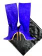 GML LORENZI 36 37 12cm Sexy Blue suede pointy boot high heels wood spitz