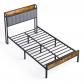 Lit 120x200 avec T�te de Lit Rangement   Cadre Silencieux Gris Moderne