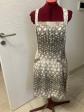 robe blanche impression cercles gris voile bi mati�re � bretelles T38-40