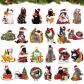 24 Pi�ces Decoration Noel Sapin Bois, Chat Decoration Sapin de Noel en Bois, ...