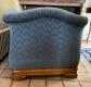 MERIDIENNE BANQUETTE: VELOURS BLEU, BELLE BOISERIE, MATELAS CONFORTABLE LONG 190