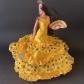 Poup�e Danseuse Espagnole Vintage Marin Chiclana Robe Jaune Flamenco 26 cm